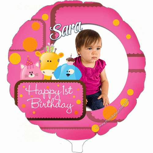 First Birthday - Girl Photo Balloon
