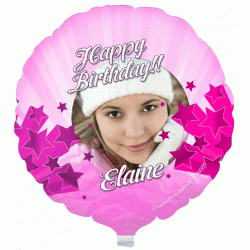 Pink Birthday Stars Photo Balloon